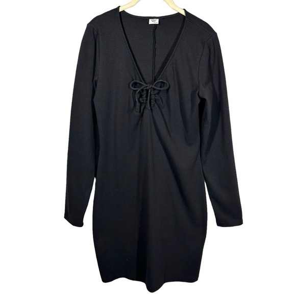 Aritzia‎ Sunday Best Mini Dress Women's Large L Black Jersey Knit Long Sleeve - Picture 1 of 7